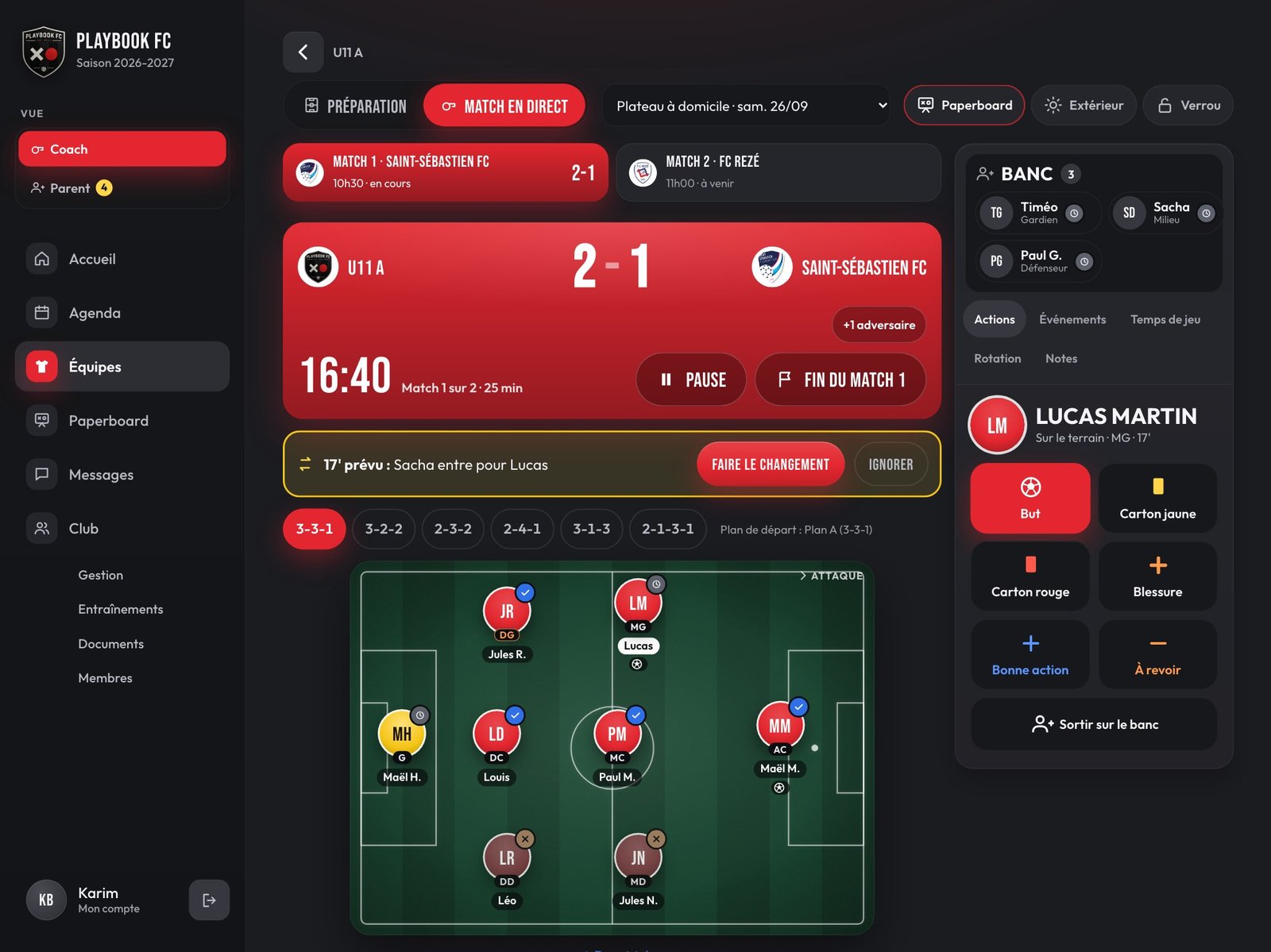 Match suivi en direct sur tablette
