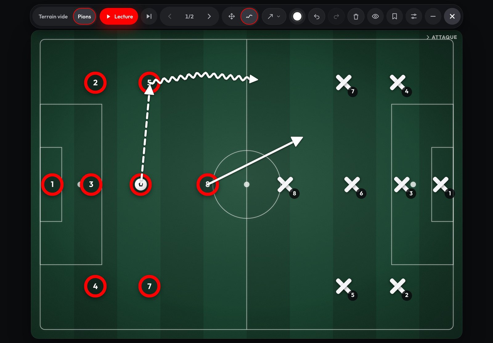 Paperboard tactique sur iPad, avec passes et courses