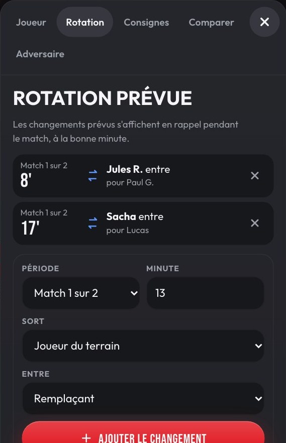 Rotation prévue : changements planifiés à la minute
